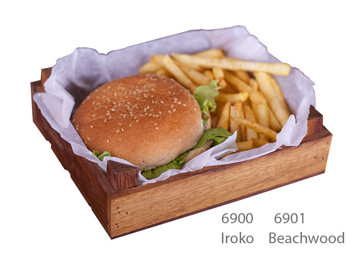 Hamburger Sunum Kasası - Kayın 14x17 cm